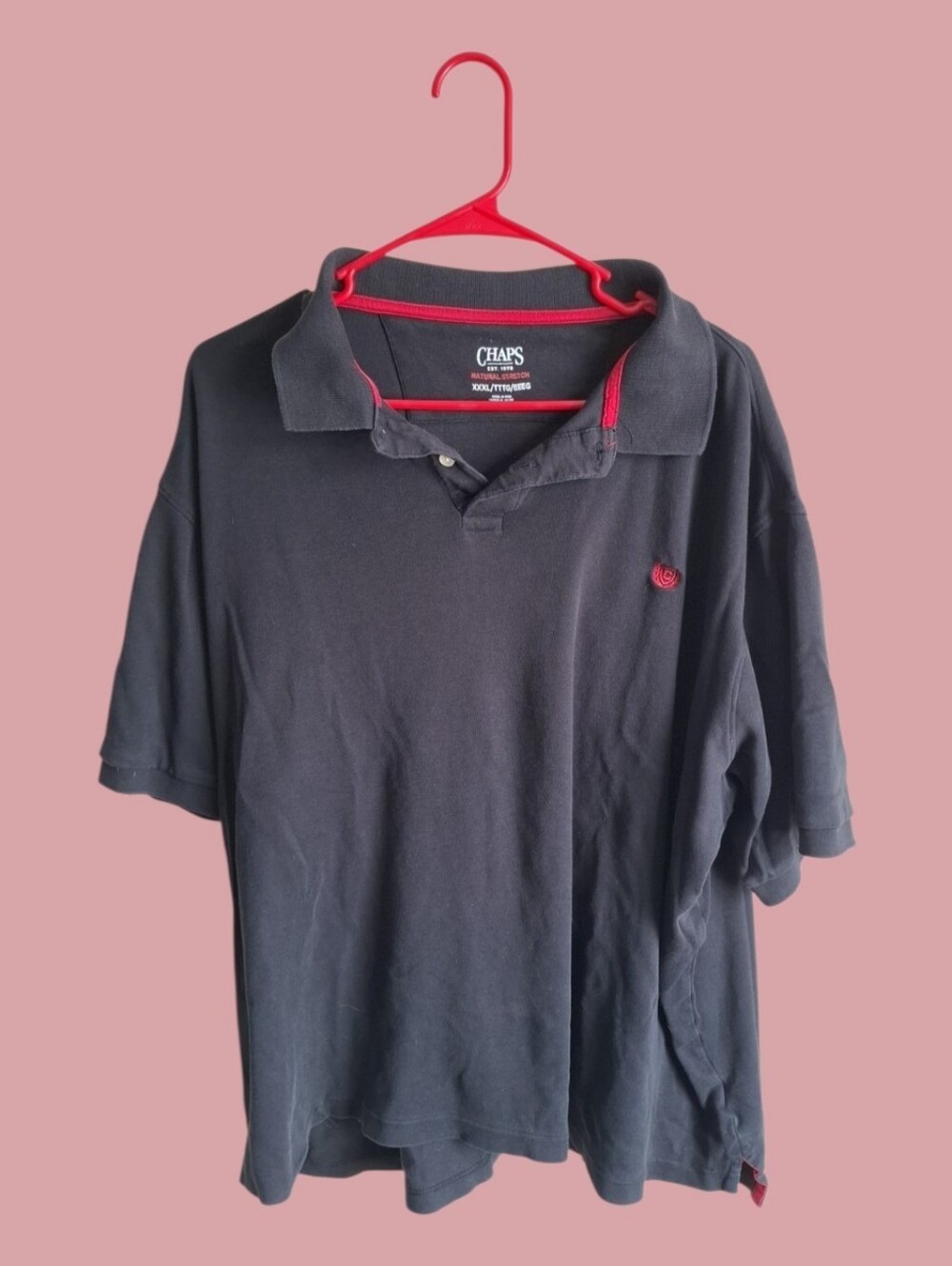 Chaps Men’s Black Polo with Red Accent Logo